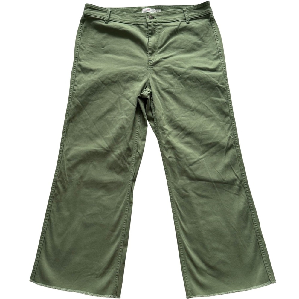 Vineyard Vines Sage Green Cropped Wide Leg Raw Hem Pants Size 31
